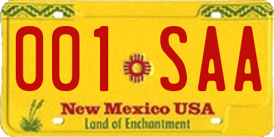 NM license plate 001SAA