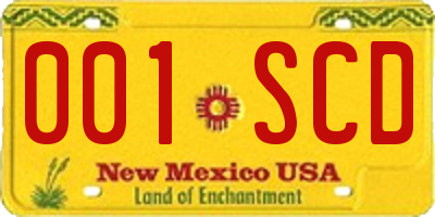 NM license plate 001SCD