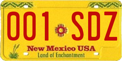 NM license plate 001SDZ