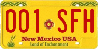 NM license plate 001SFH