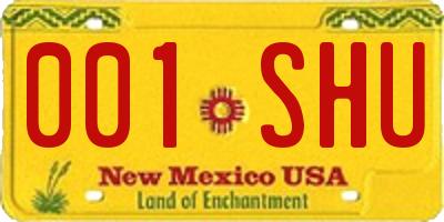 NM license plate 001SHU