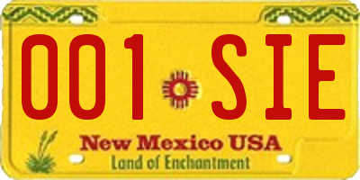 NM license plate 001SIE