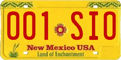 NM license plate 001SIO