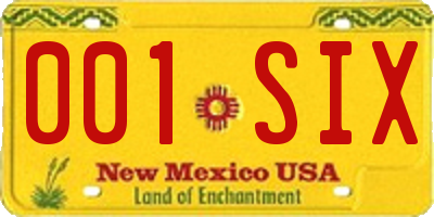 NM license plate 001SIX