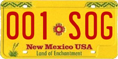 NM license plate 001SOG