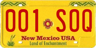 NM license plate 001SOQ