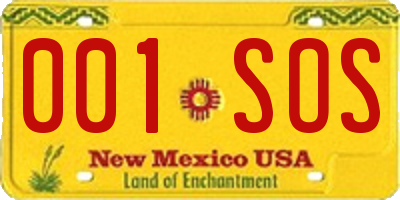 NM license plate 001SOS