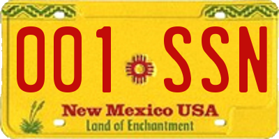 NM license plate 001SSN