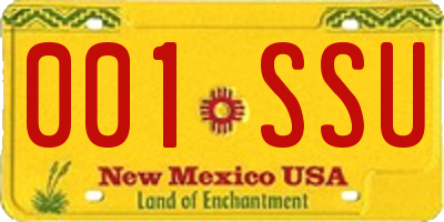 NM license plate 001SSU