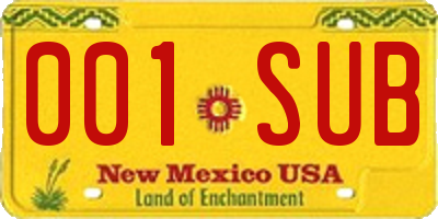 NM license plate 001SUB