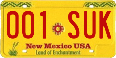 NM license plate 001SUK