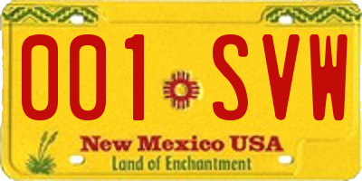 NM license plate 001SVW
