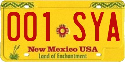 NM license plate 001SYA