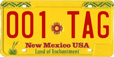 NM license plate 001TAG