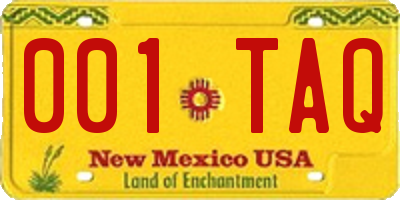 NM license plate 001TAQ
