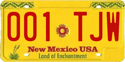 NM license plate 001TJW