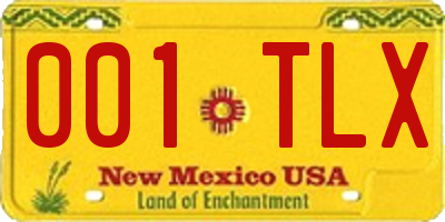 NM license plate 001TLX