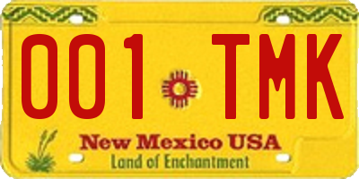 NM license plate 001TMK