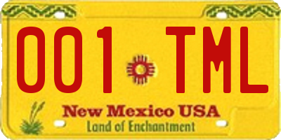 NM license plate 001TML