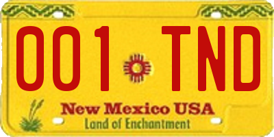 NM license plate 001TND