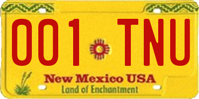 NM license plate 001TNU