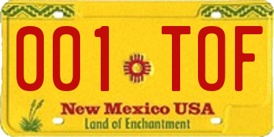 NM license plate 001TOF