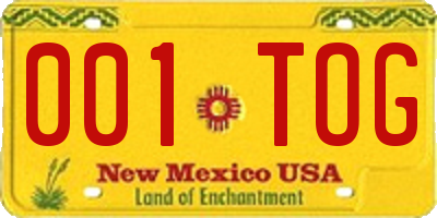 NM license plate 001TOG