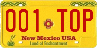 NM license plate 001TOP