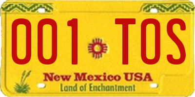 NM license plate 001TOS