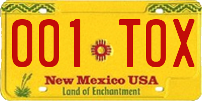 NM license plate 001TOX