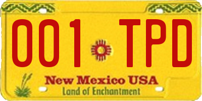 NM license plate 001TPD