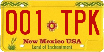 NM license plate 001TPK