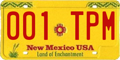 NM license plate 001TPM