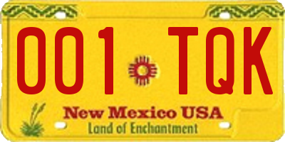 NM license plate 001TQK