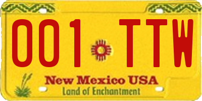 NM license plate 001TTW