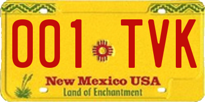 NM license plate 001TVK