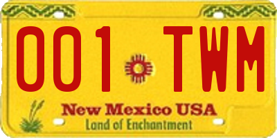 NM license plate 001TWM