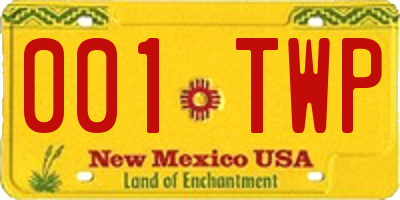 NM license plate 001TWP