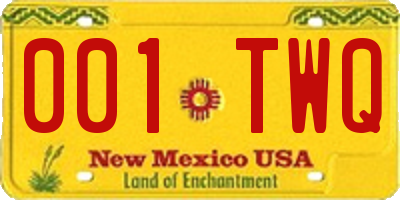 NM license plate 001TWQ