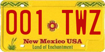 NM license plate 001TWZ