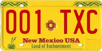 NM license plate 001TXC