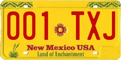 NM license plate 001TXJ