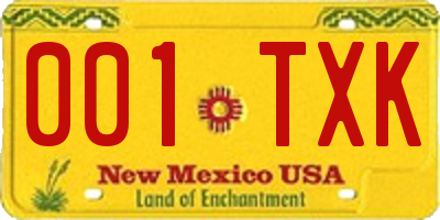NM license plate 001TXK