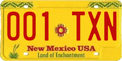 NM license plate 001TXN