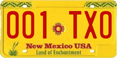 NM license plate 001TXO