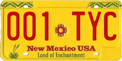 NM license plate 001TYC