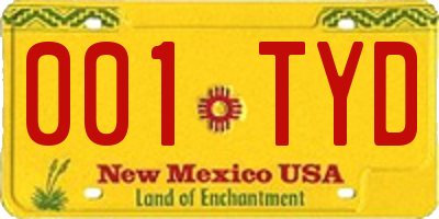 NM license plate 001TYD