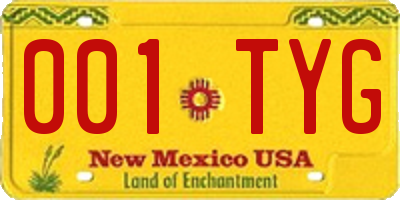 NM license plate 001TYG