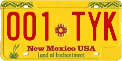 NM license plate 001TYK