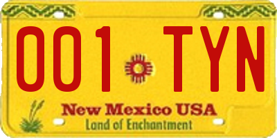 NM license plate 001TYN